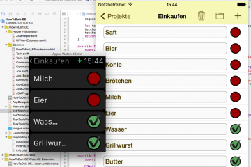 Ansicht der HowToDoIt! App auf Watch und Phone