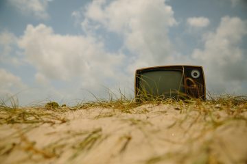 A retro TV in desert